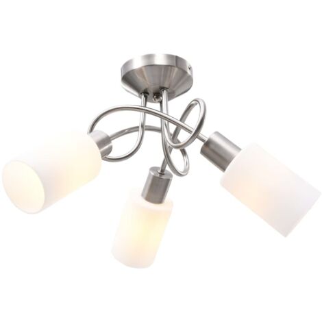 vidaXL Lampadario Paralume in Ceramica a Cono Bianco 3 Lampadine E14