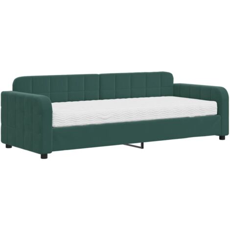 vidaXL Divano Letto con Materasso Verde Scuro 80x200 cm in Velluto