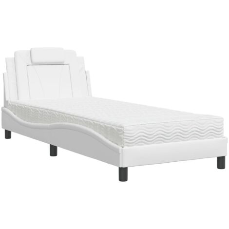 vidaXL Letto Viana con Materasso Bianco 80x200 cm in Similpelle (1/5)