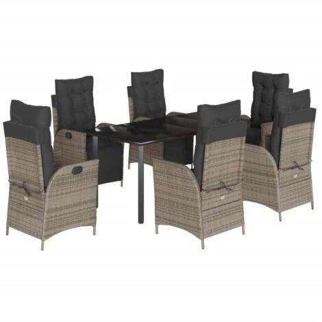 vidaXL Set da Pranzo da Giardino 7 pz con Cuscini in Polyrattan Grigio (1/5)