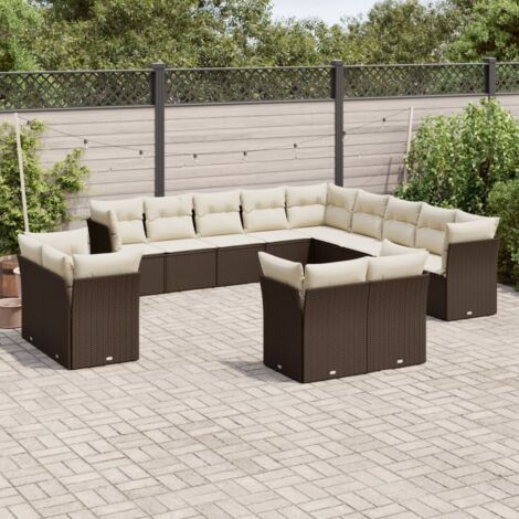 vidaXL Set Divani da Giardino 13 pz con Cuscini Marrone in Polyrattan (1/3)