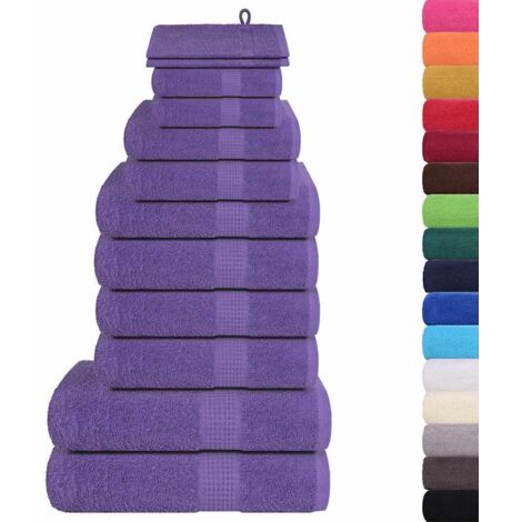 Set Asciugamani 12 pz Viola 360 gsm 100% Cotone vidaXL