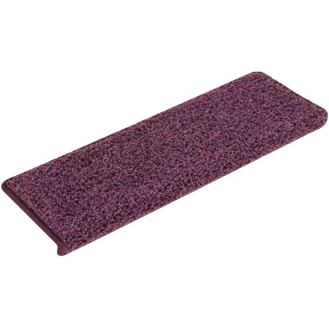vidaXL Tappetini per scale 15 pz 65x21x4 cm Viola scuro con bordo rettangolare