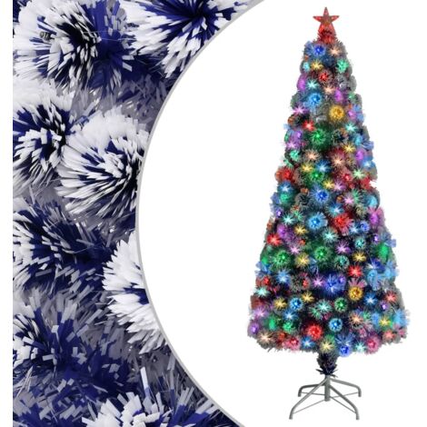 Albero Natale Preilluminato Bianco e Blu 180 cm in Fibra Ottica vidaXL