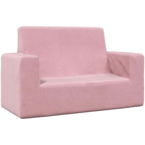 vidaXL Divano per Bambini 2 Posti Rosa in Morbido Peluche