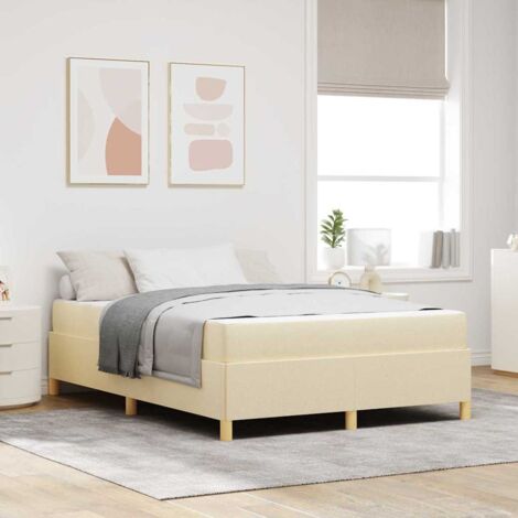 vidaXL Letto a molle con materasso Crema e Bianco 160 x 200 cm Tessuto (1/5)