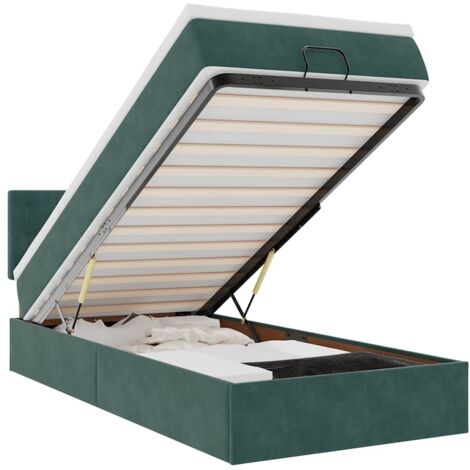Pouf Letto con Materasso e LED Verde Scuro 80x200cm in Velluto vidaXL (1/5)