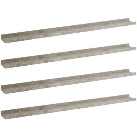 vidaXL Mensole da Parete 4 pz Grigio Cemento 100x9x3 cm