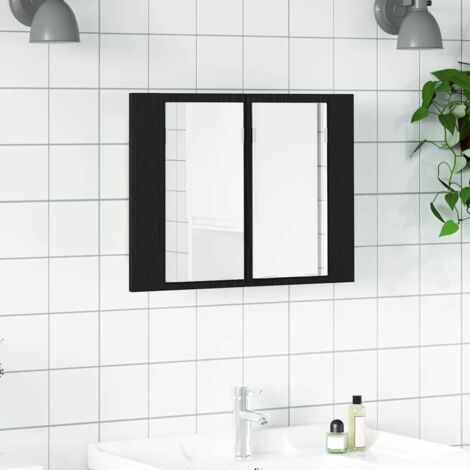 vidaXL Mobiletto per specchio da bagno Rovere Nero 60 x 12 x 45 cm