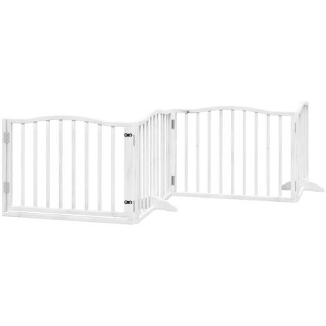 vidaXL Cancello Cani Porta Pieghevole Bianco 4 Pannelli 320 cm Pioppo