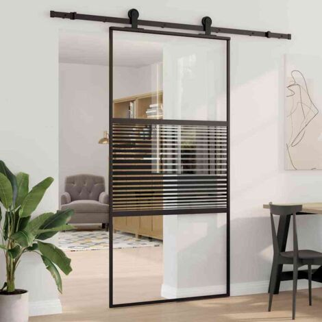 vidaXL Porta scorrevole Nero 102.5 x 205 cm