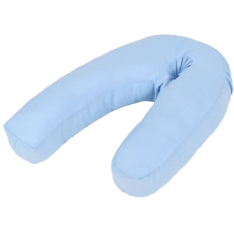 vidaXL Cuscino per Gravidanza a Forma di J 54x(36-43) cm Blu (1/3)
