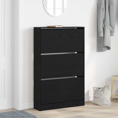 vidaXL Armadio per Scarpe con porta Rovere nero 80 x 21 x 125.5 cm