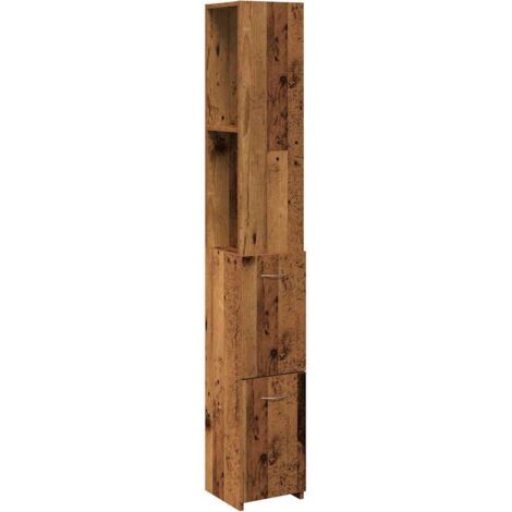 vidaXL Mobile da Bagno Legno Antico 25x25x170 cm in Truciolato