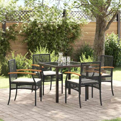 vidaXL Set da Pranzo per Giardino 5 pcs Nero polyrattan (1/5)