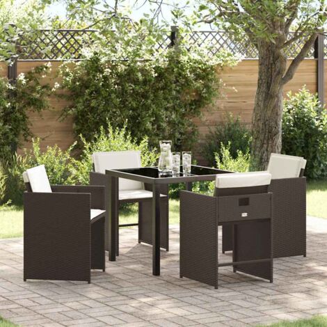 vidaXL Set da Pranzo per Giardino 5 pcs Marrone Poly Rattan (1/5)
