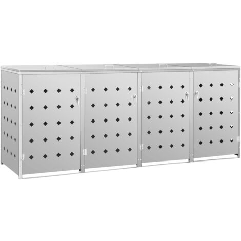 vidaXL Copribidone per Spazzatura Quadruplo 240 L in Acciaio Inox