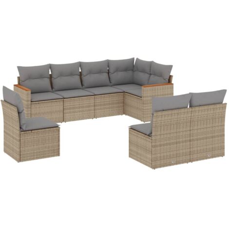 vidaXL Set Divano da Giardino 8 pz con Cuscini Beige Misto Polyrattan (1/5)