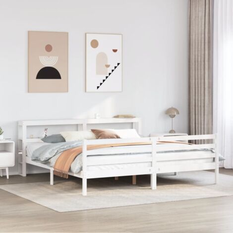vidaXL Giroletto con Testiera senza Materasso Bianco 200x200 cm (1/5)
