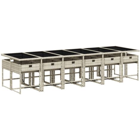 vidaXL Set da Pranzo da Giardino 13pz con Cuscini Grigio in Polyrattan
