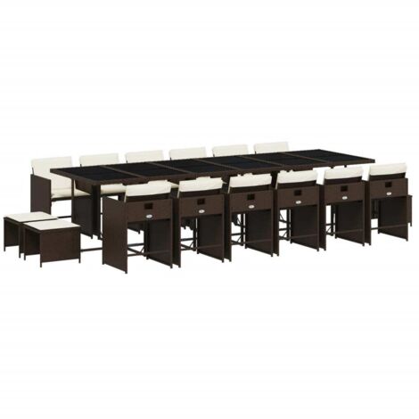vidaXL Set da Pranzo da Giardino 17 pz con Cuscini Marrone Polyrattan