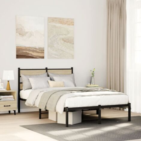 vidaXL Giroletto senza Materaso in Metallo Rovere Sonoma 120x190 cm (1/5)