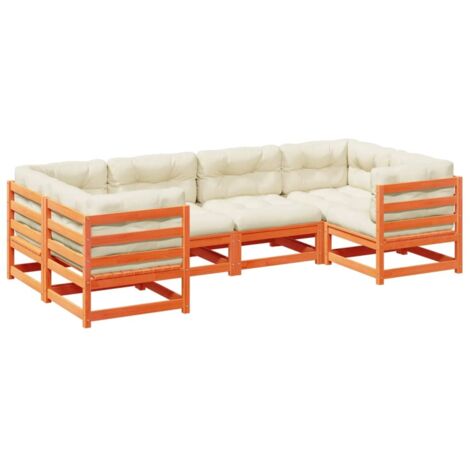 vidaXL Set Divani Giardino 6pz con Cuscini Marrone Cera Massello Pino (1/5)