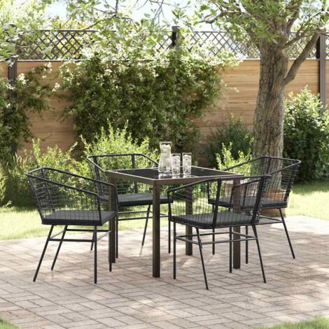 vidaXL Set da Pranzo per Giardino 5 pcs Nero polyrattan (1/5)