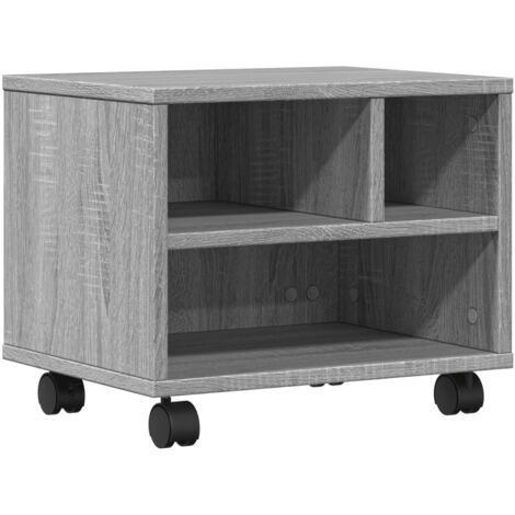 vidaXL Supporto per Stampante con Ruote Grigio Sonoma 41x32x34,5 cm