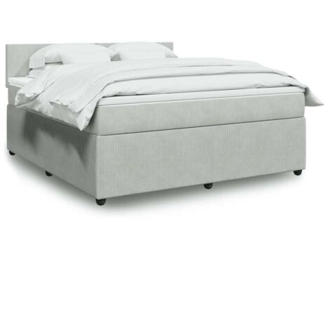 vidaXL Giroletto a Molle con Materasso Grigio Chiaro 180x200cm Velluto