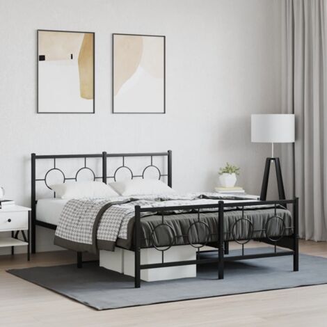 vidaXL Giroletto con Testiera e Pediera Metallo Nero 140x190 cm (1/5)