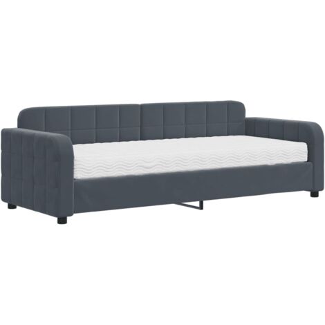 vidaXL Divano Letto con Materasso Grigio Scuro 80x200 cm in Velluto