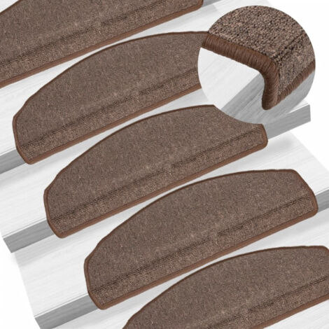 vidaXL Tappetini per scale 10 pz 65x24x4 cm Marrone caffè Semicircolari Grandi