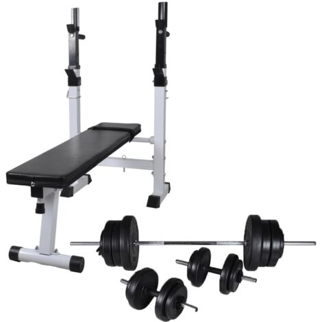 vidaXL Panca Multifunzione con Bilanciere e Set di Manubri 60,5 kg