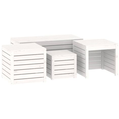 vidaXL Set Cassette da Giardino 4 pz Bianco in Legno Massello di (1/5)