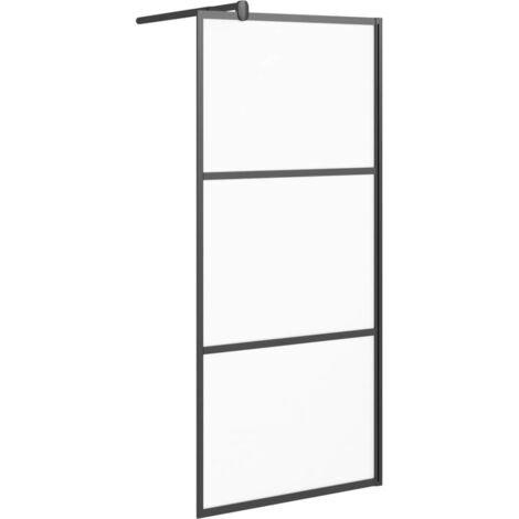 vidaXL Parete Doccia Walk in 80x195 cm in Vetro Smerigliato ESG Nero