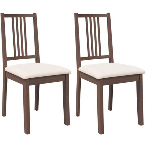 vidaXL Sedie da Pranzo con Cuscini 2pz Marrone Legno Massello di Hevea