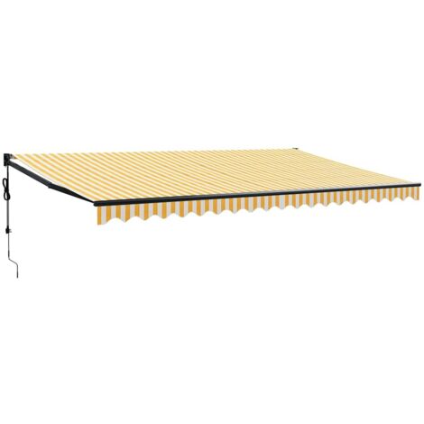 vidaXL Tenda Sole Automatica Retrattile Gialla e Bianca 5x3 m