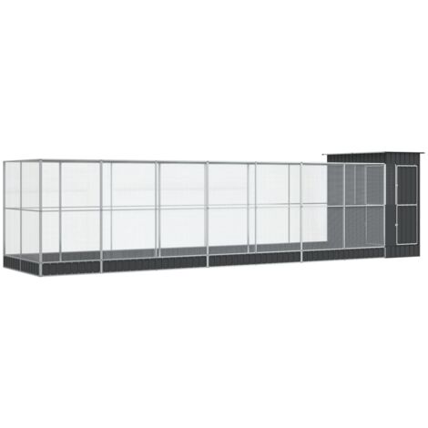 vidaXL Voliera con Estensione Argento 830x203x216 cm in Acciaio