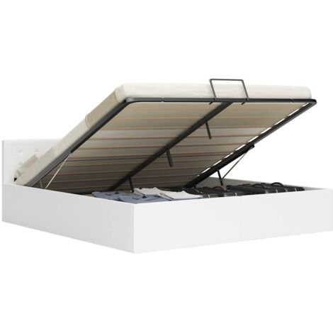 vidaXL Giroletto con Contenitore Idraulico Bianco Similpelle 180x200cm
