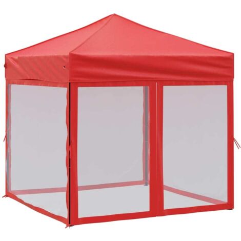 vidaXL Tenda per Feste Pieghevole con Pareti Laterali Rosso 2x2 m (1/5)