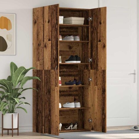vidaXL Mobile per scarpe Marrone 80 x 35.5 x 180 cm Legno multistrato