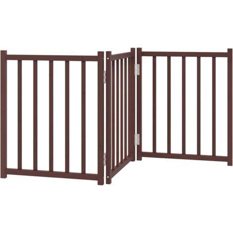 vidaXL Cancello Cani Pieghevole 3Pannelli Marrone 150cm Massello Abete