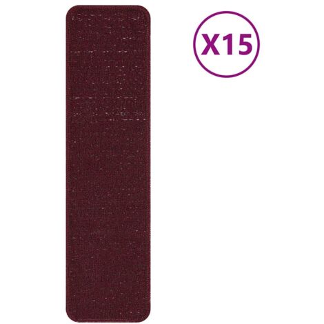 vidaXL Tappetini Antiscivolo per Scale 15 pcs Bordò 75 x 20 cm PP
