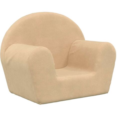 vidaXL Divano per Bambini Crema in Morbido Peluche
