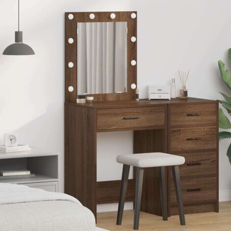 vidaXL Tavolo da trucco con cassetto Rovere Marrone 50 x 41 x 135 cm