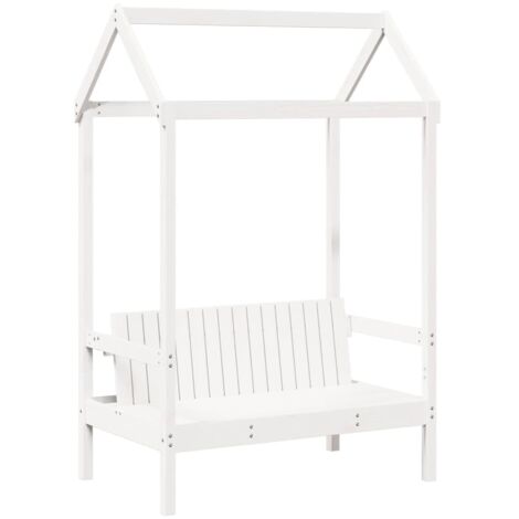 vidaXL Panchina con Tetto Bianca 117,5x70x176,5 cm in Legno di Pino