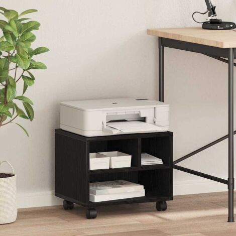 vidaXL Supporto per Stampante Rovere Nero 41 x 32 x 33.5 cm