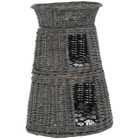 vidaXL Ceste Gatti con Cuscini Grigio 3pz 47x34x60cm Salice Naturale