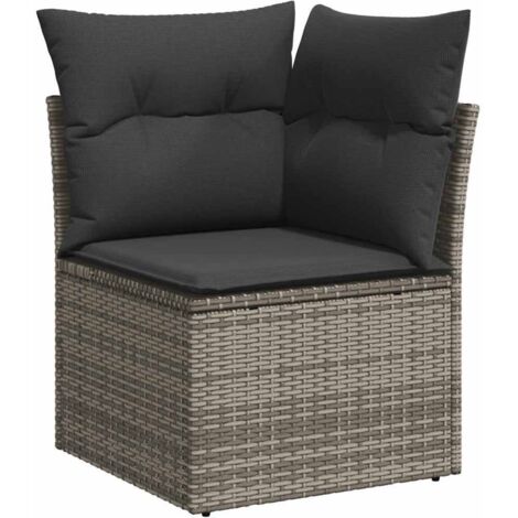 Divano Angolare da Giardino con Cuscini Grigio in Polyrattan vidaXL
